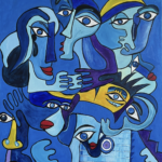 8 conversations, 2025, oil on canvas, 102 X 84 cm, EUR 2750,-